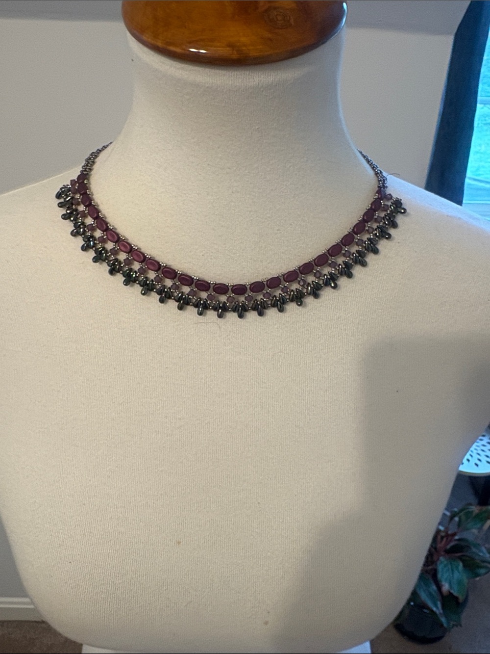 Handcrafted Purple Beaded Choker Necklace for Women